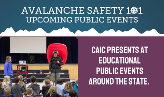 Avalanche safety events with image from event and text